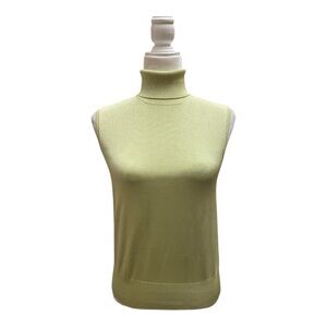 Brooks Brothers Womens Vintage Silk Blend Turtleneck Tank Top Green